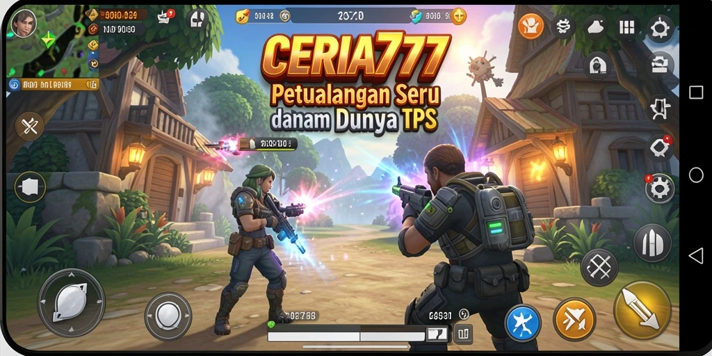 Screenshot utama CERIA777 menunjukkan aksi seru dalam gameplay TPS.