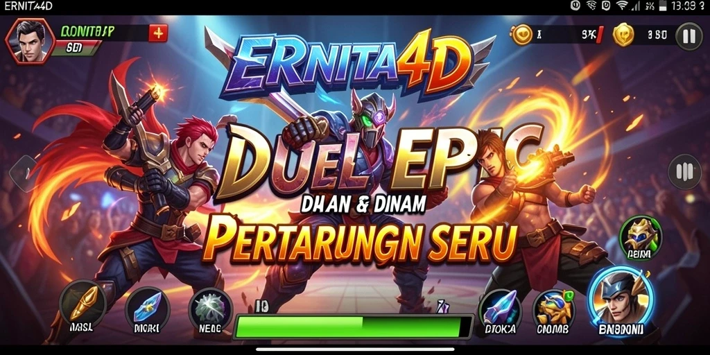 Tampilan gameplay seru dalam pertarungan karakter ERNITA4D.