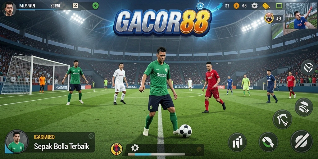 Gameplay seru GACOR88 dalam aksi sepak bola.