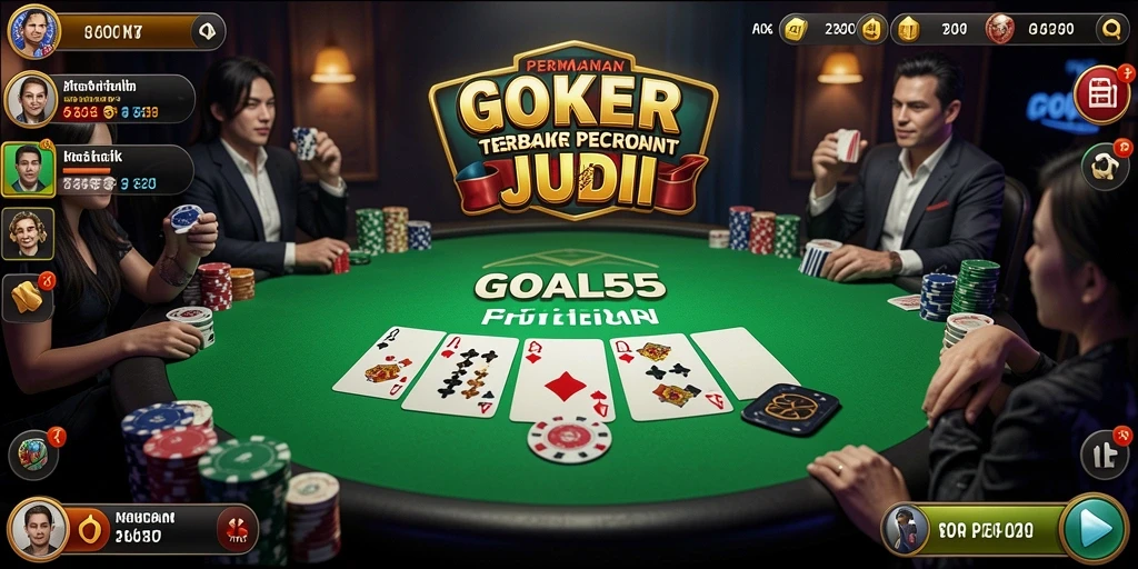 Screenshot gameplay GOAL55 menunjukkan suasana poker yang mendebarkan.
