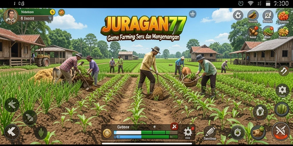 Tampilan gameplay JURAGAN77 menampilkan aktivitas pertanian yang menyenangkan.