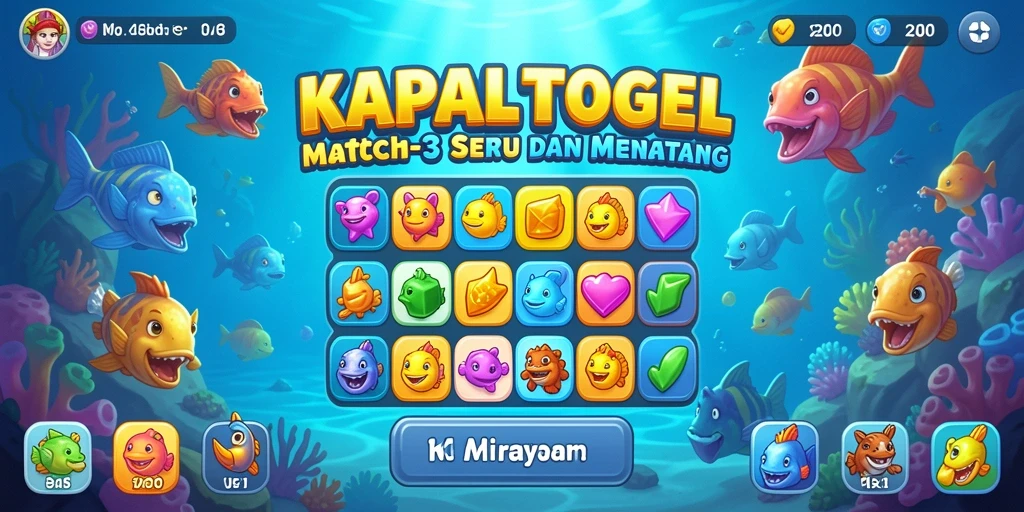 Gameplay KAPALTOGEL yang seru dalam format Match-3.