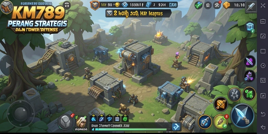 Screenshot KM789 menampilkan aksi intens dalam Tower Defense.