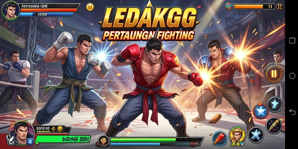 Tampilan yang menarik dari gameplay LEDAKGG dengan pertarungan yang intens.