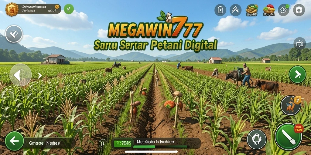 Gameplay seru bertani di MEGAWIN777 dengan ladang luas.
