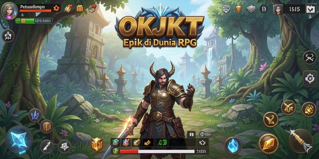 Gameplay epik OKJKT dengan pertarungan seru dan eksplorasi luas.