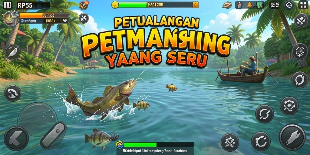 Tampilan gameplay RP55 yang menampilkan aksi memancing yang seru dan realistis.