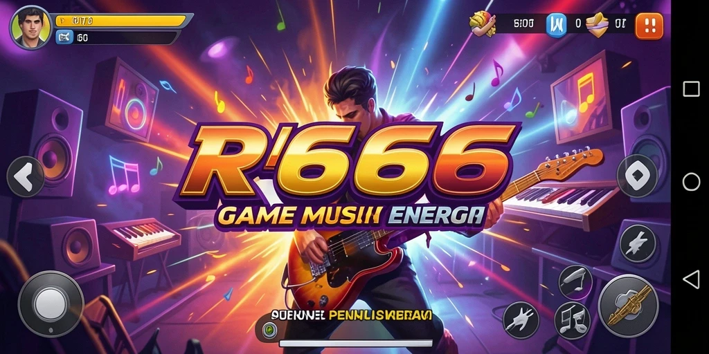 Tampilan gameplay mendebarkan dalam RR666 dengan irama musik yang energik.