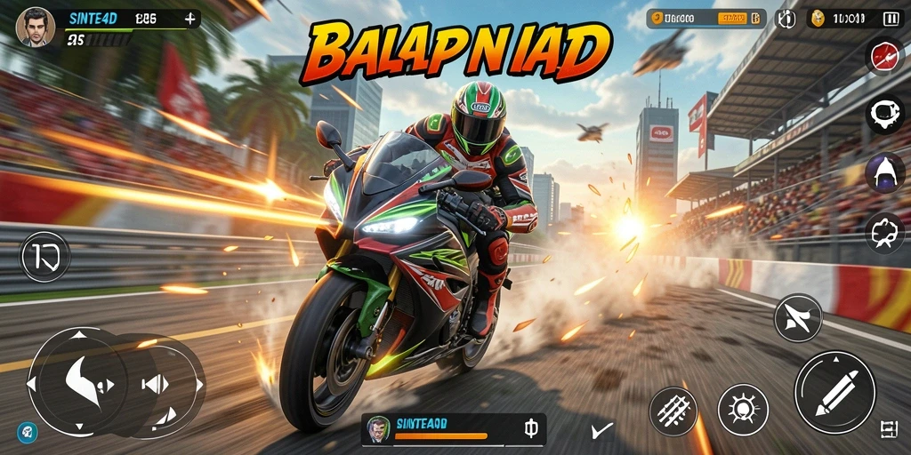 Tampilan gameplay menarik dari SINTE4D saat balapan motor.