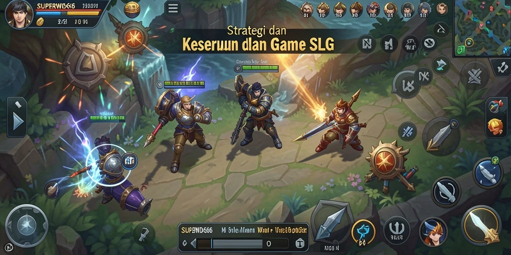 Tangkapan layar gameplay SUPERWD666 yang menampilkan pertempuran epik.